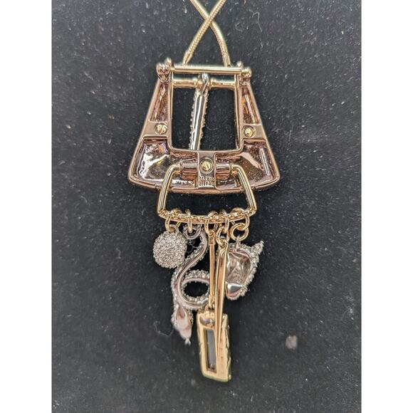 ALEXIS  BITTAR CONVERTIBLE  PIN TO NECKLACE BUCKLE WITH CHAIN Skull & Snake - Picture 2 of 8